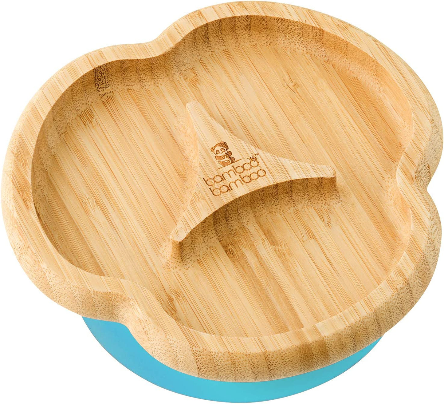 bamboo bamboo Placa de Bambu para Bebês – Crianças e Crianças com Ventosa para Bebês | Não Tóxico | Legal ao toque | Ideal para Baby-Led Weaning (Divisor, Azul)