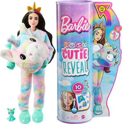 Barbie - Fantasia de Unicórnio com Mini Animal de Estimação e Mudança de Cor 3+