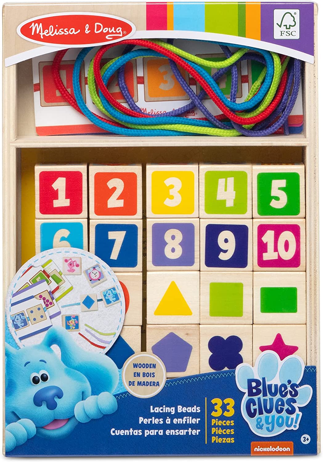 Melissa & Doug - Blue’s Clues & You! - Contas de Renda de Madeira 4+