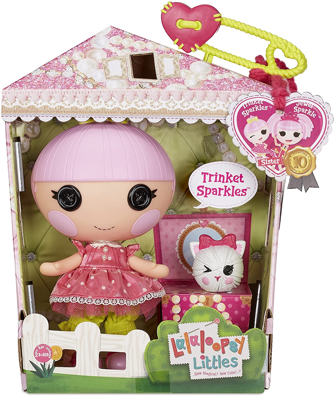 Lalaloopsy Littles Glow con ovillo de hilo con gatito mascota - 18 cm