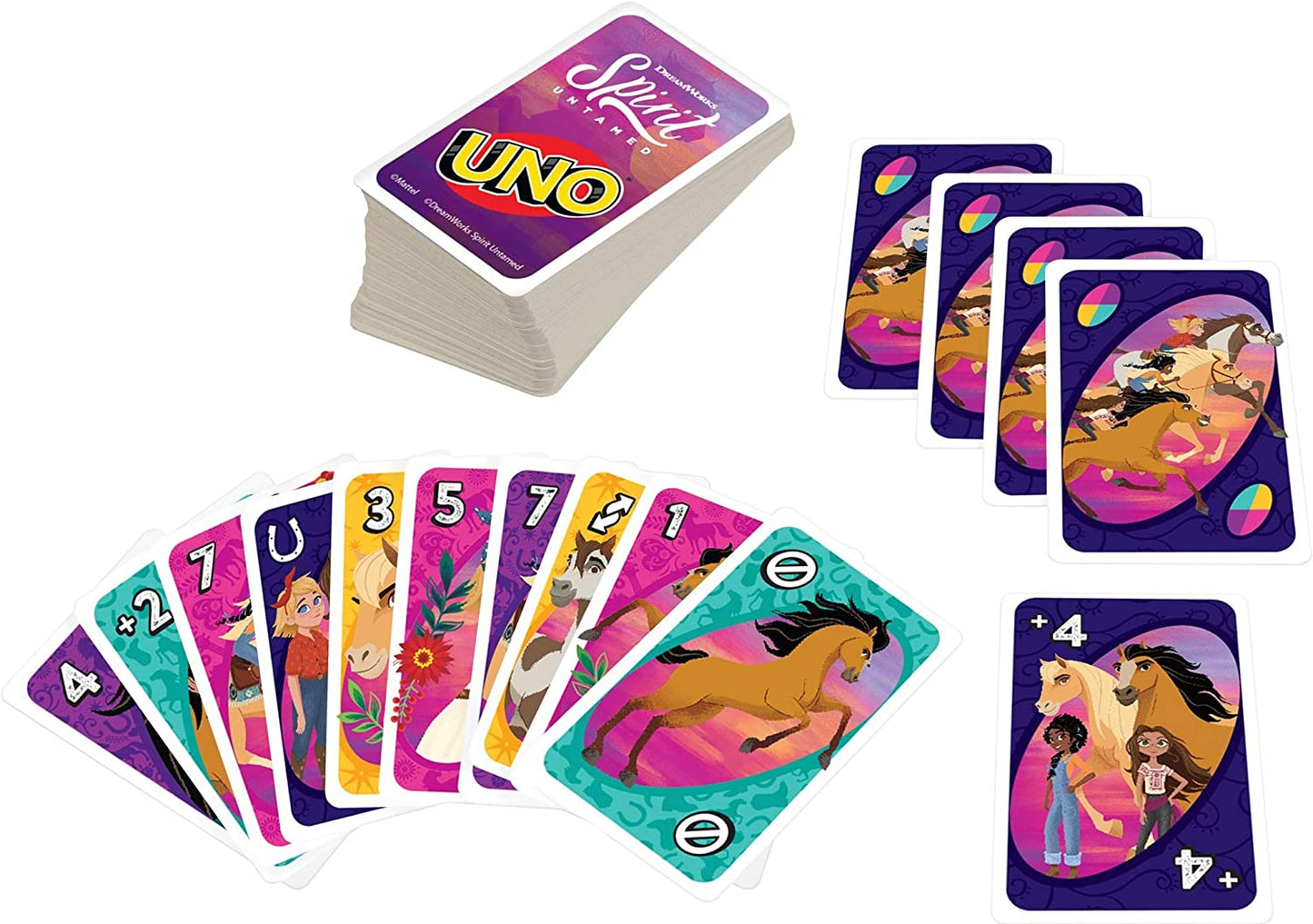 Mattel Games Uno DreamWorks Spirit Untamed Matching Card Game para crianças de 7 anos e acima GXD73