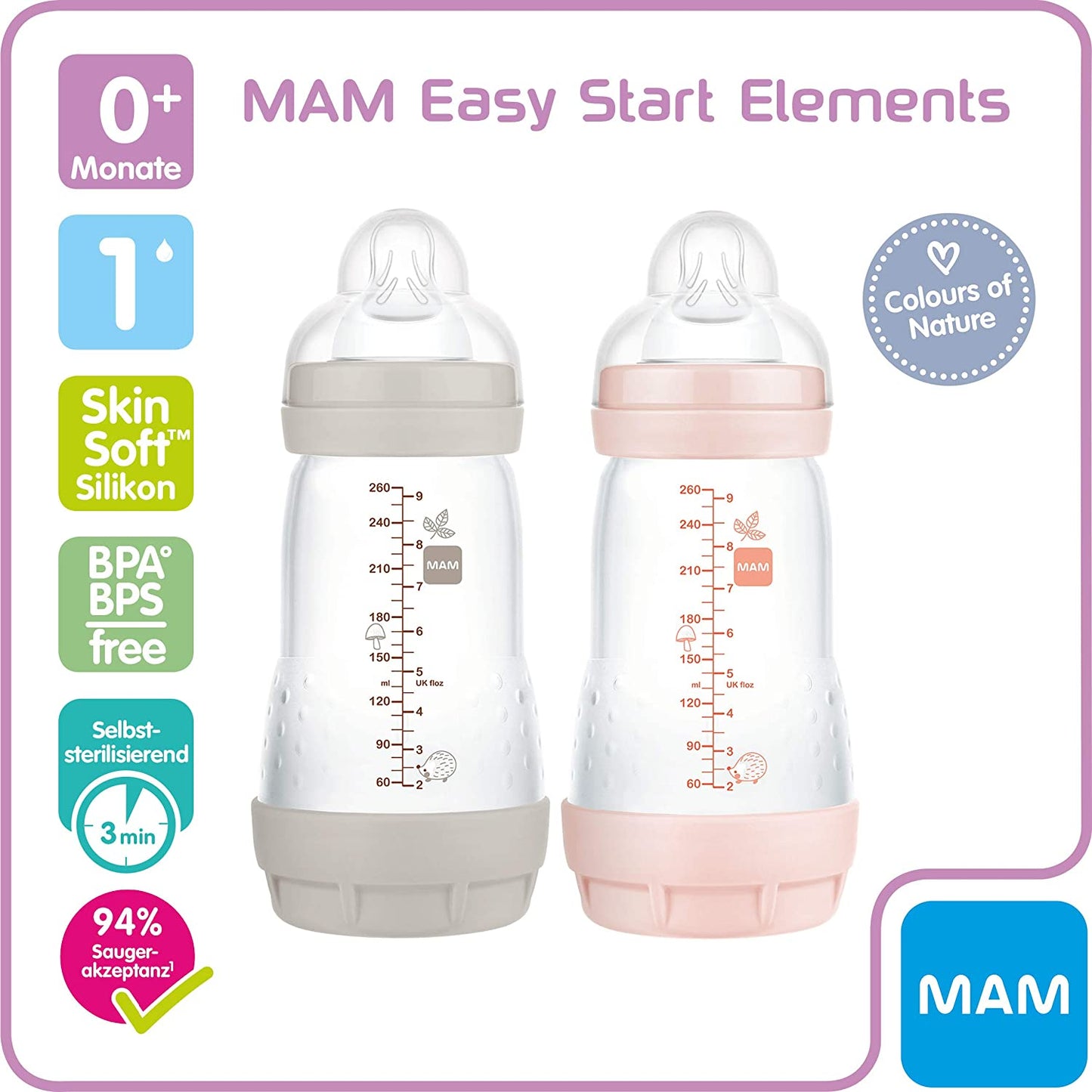 MAM Easy Start Mamadeiras Anti-Cólica - Kit 2x 260 ml