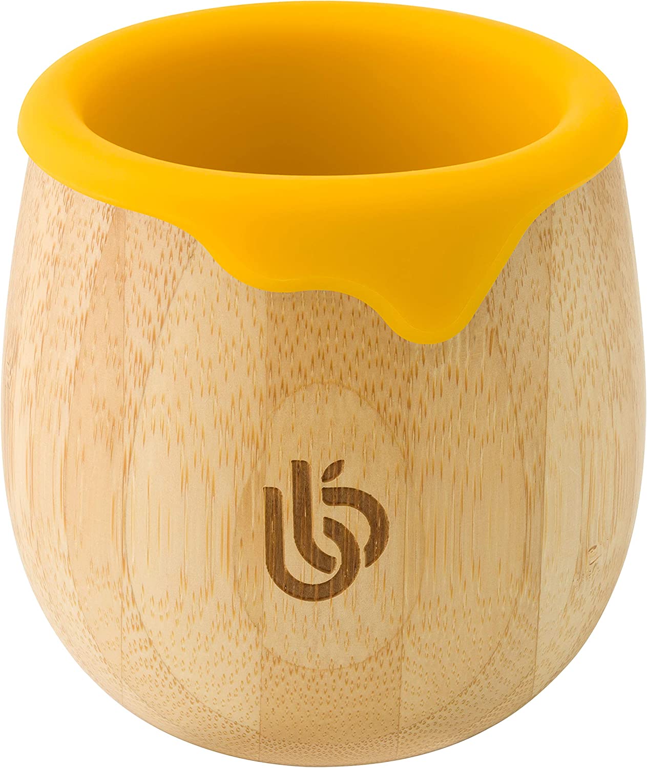 bamboo bamboo Infantil Copo para Crianças – Copo de Bambu 150ml para Bebê com Forro de Silicone | Taça de transição com canudinho | Copo Lanche | Ideal para Baby-Led Weaning | Promove habilidades motoras orais e de bebida (Amarela)