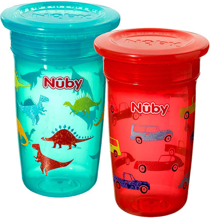 Nuby Sipeez 360° Wonder Maxi Vasos, Colores Surtidos, Kit de 2 Unidades