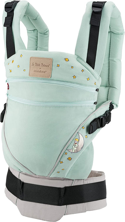 manduca XT Carrier > < Mochila ergonômica para bebês, assento ajustável, 3 posições, algodão orgânico, adequado para recém-nascidos e crianças pequenas (Le Petit Prince® by manduca® XT, Mone)