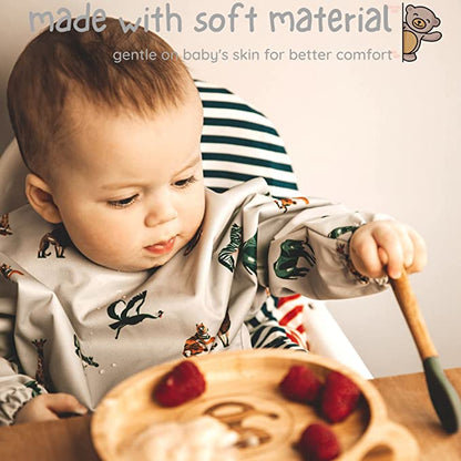 Bubba Bear ® Baby Weaning Babete com Mangas | Conjunto de babadores de macacão de manga comprida | Avental à prova d'água para bebês a partir de 6 meses à prova d'água Acessórios com manga para alimentação de Led para bebês