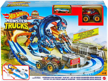 Hot Wheels - Pista de carreras Scorpion de camiones monstruo