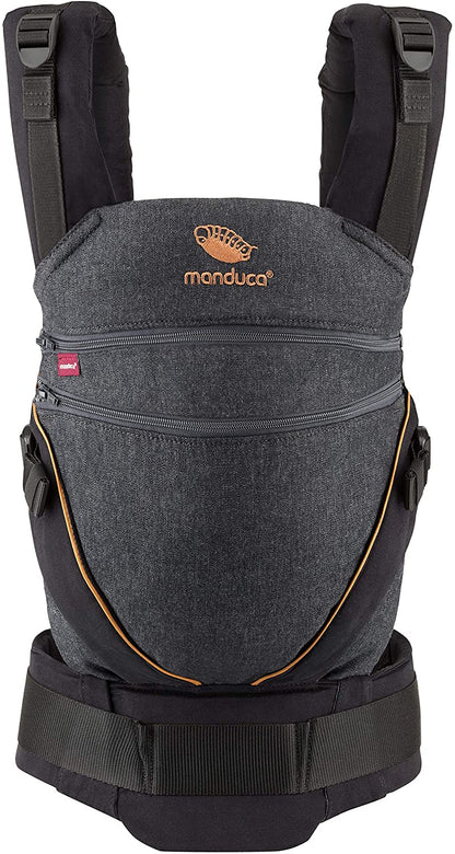 Manduca XT Baby Carrier > All in One < Baby Carrier com Assento Ajustável, Recém-nascido a Criança, 3 Posições (Frente, Quadril e Traseira), Sem Inserção Infantil Necessária, Algodão Orgânico (XT Cotton/denimblack-Toffee)