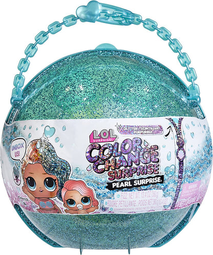 Jajaja ¡Sorpresa! Muñeca Bubbly Pearl Fizz con accesorios de purpurina azul turquesa - 6 sorpresas 4+ 