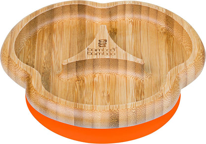 bamboo bamboo Placa de Bambu para Bebês – Crianças e Crianças com Ventosa para Bebês | Não Tóxico | Legal ao toque | Ideal para Baby-Led Weaning (Divisor, Laranja)