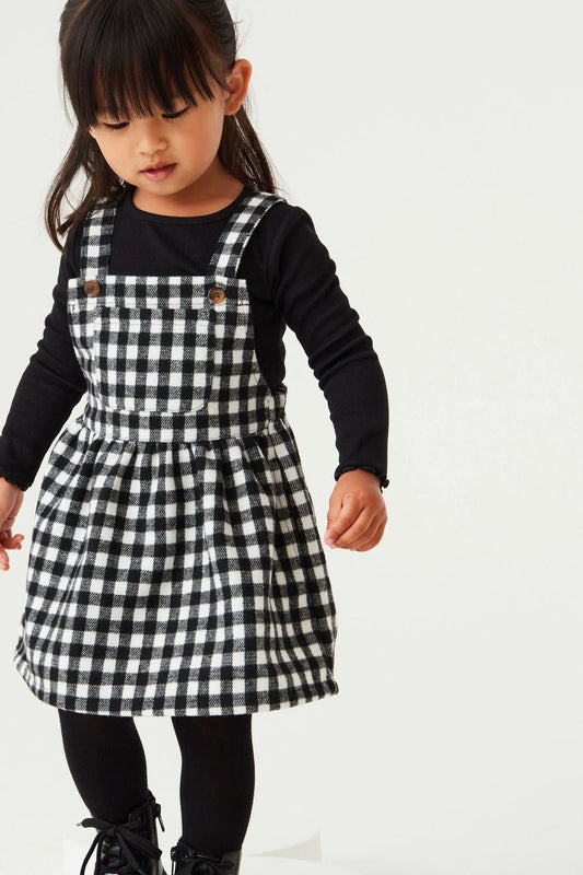 |BabyGirl| Vestido Pinafore Xadrez - Preto (3meses-8anos)