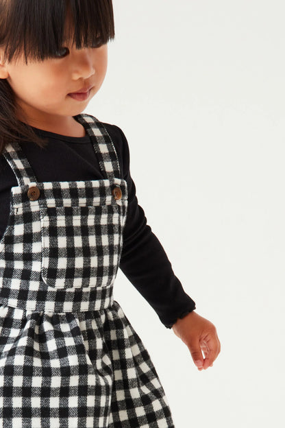 |BabyGirl| Vestido Pinafore Xadrez - Preto (3meses-8anos)