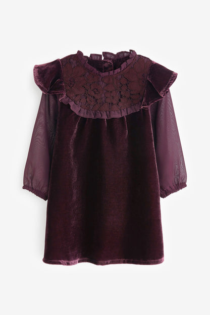 |BabyGirl| Vestido de Festa de Veludo - Roxo (3meses-8anos)