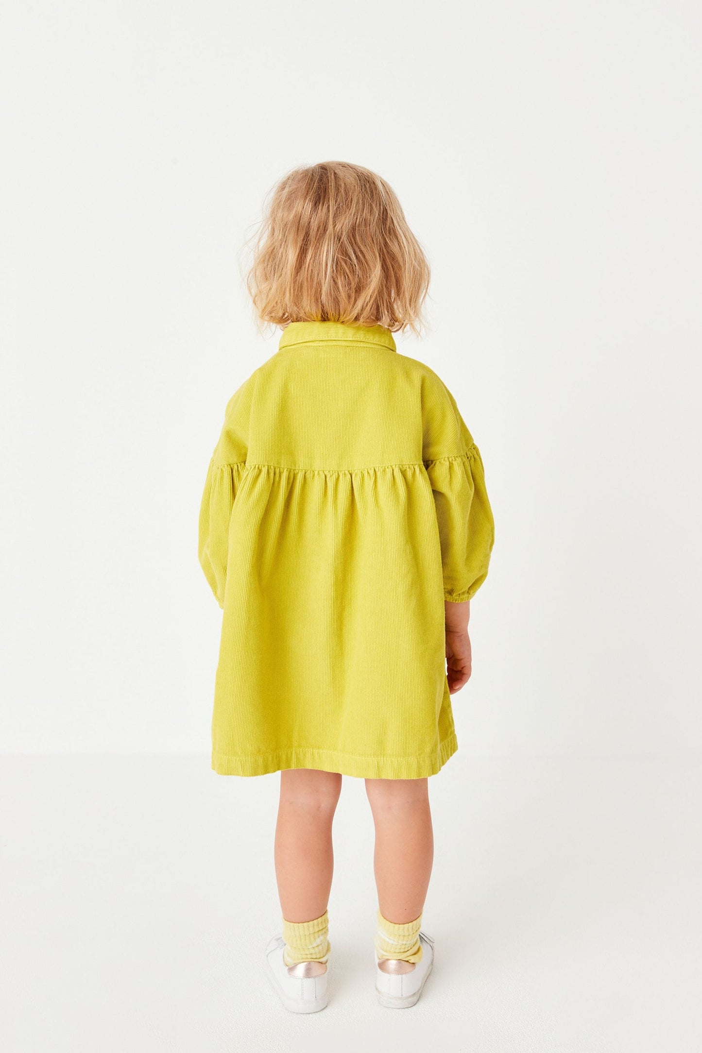 |Niña| Vestido de algodón - Pana Amarillo (3 meses-7 años)