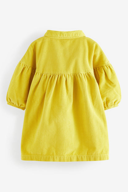 |Niña| Vestido de algodón - Pana Amarillo (3 meses-7 años)