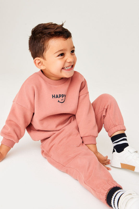 |BabyBoy| Conjunto de Moletom e Calça Oversized Cor-de-Rosa (3meses-7anos)