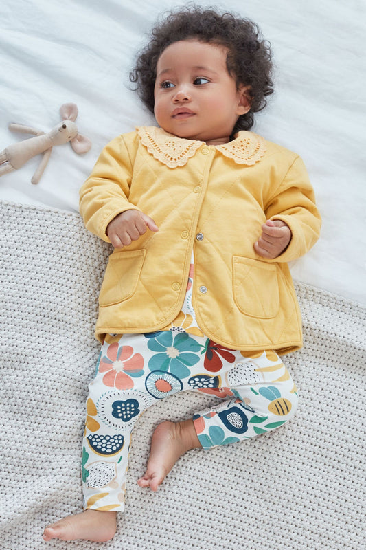 |BabyGirl| Jaqueta de Gola Acolchoada - Amarelo Ocre - (0meses-2anos)