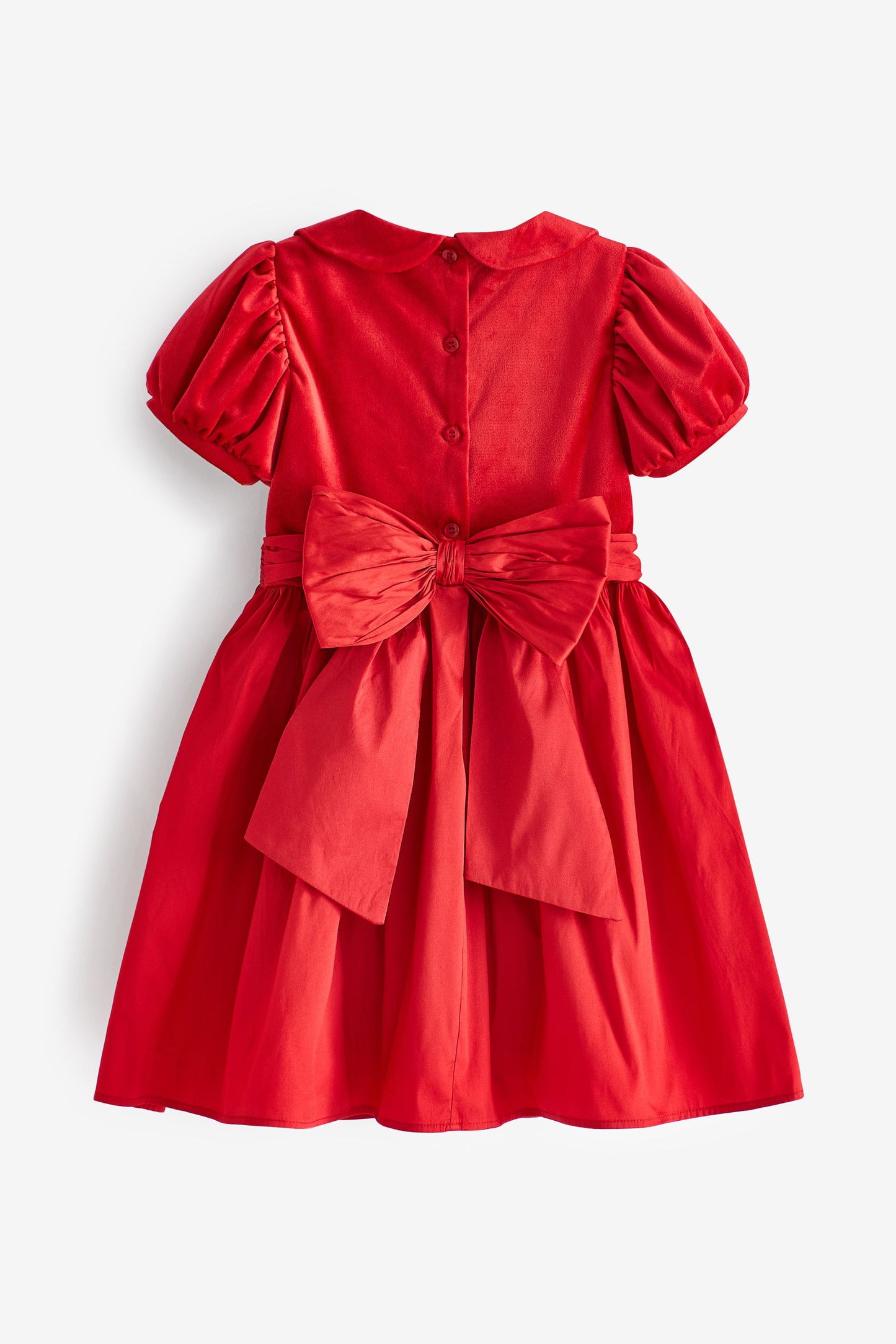 |Niña| Vestido de fiesta de terciopelo y tafetán - Rojo (3 meses-8 años)