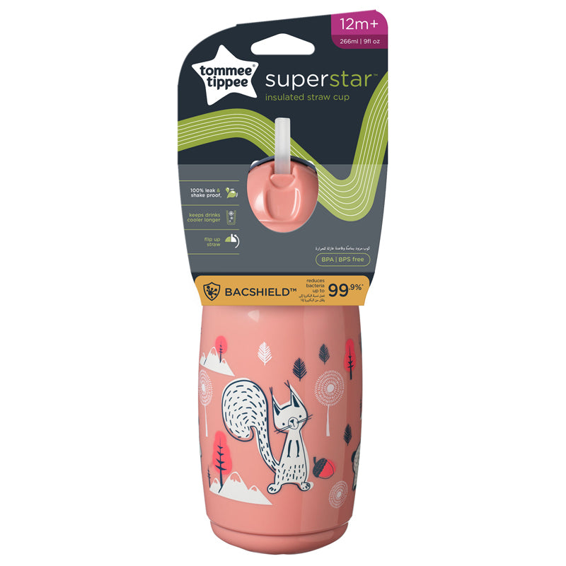 Tommee Tippee - Insulated Straw 266ml 12m+ ( cores variadas )