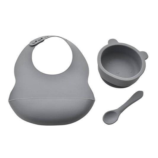 Bambino - Set de alimentación de silicona - Azul/Gris