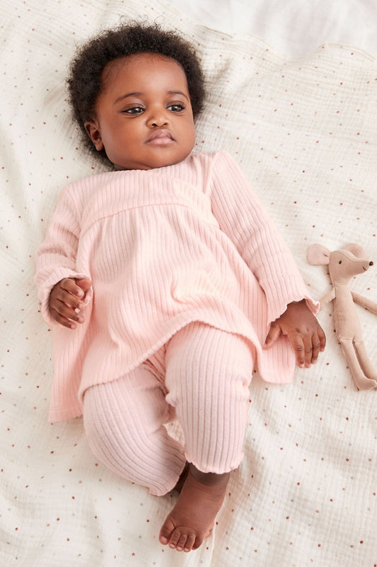 |BabyGirl| Conjunto de Blusa e Calça Malha - Rosa - (0meses-2anos)