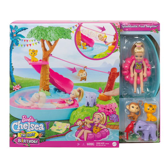 Set de juego sorpresa de cumpleaños de Barbie Chelsea Jungle River