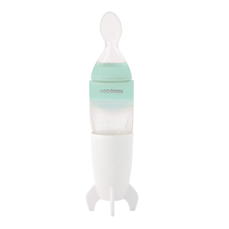 Kikka Boo de Silicone Squeeze Garrafa com Colher Foguete Menta 90ml