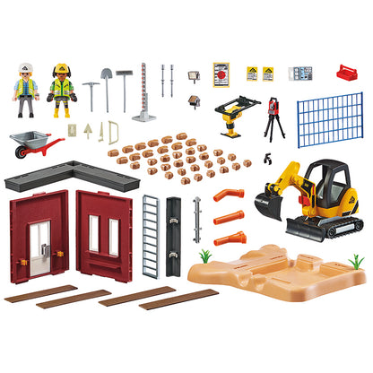 Playmobil - Escavadeira pequena para construção City Action com balde removível