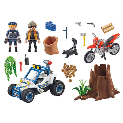 Playmobil - Carro off-road da polícia em ação na cidade com ladrão de joias