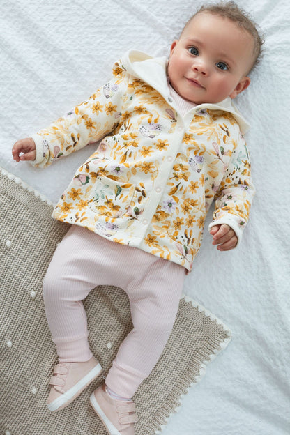 |BabyGirl| Jaqueta Jersey Leve- Amarelo Floral - (0meses-2anos)