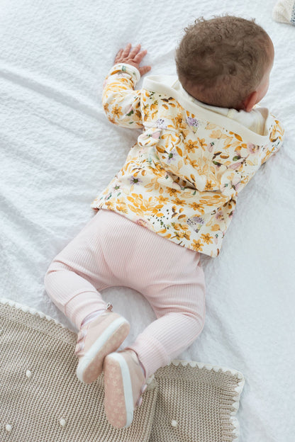 |BabyGirl| Jaqueta Jersey Leve- Amarelo Floral - (0meses-2anos)