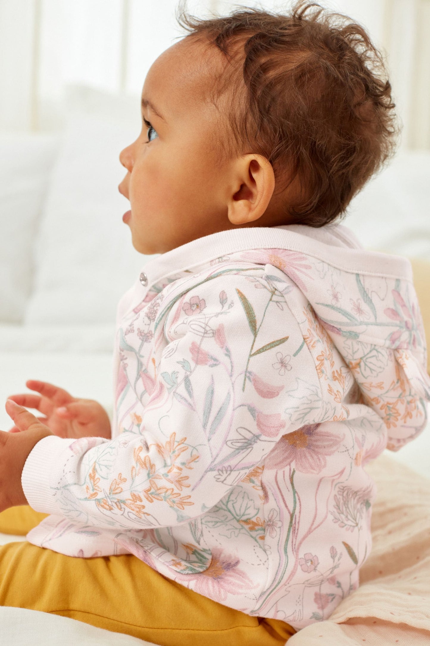 |BabyGirl| Jaqueta Jersey Leve- Rosa Floral - (0meses-2anos)