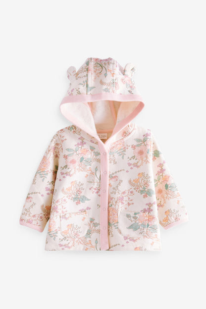 |BabyGirl| Jaqueta Jersey Leve- Rosa Floral - (0meses-2anos)