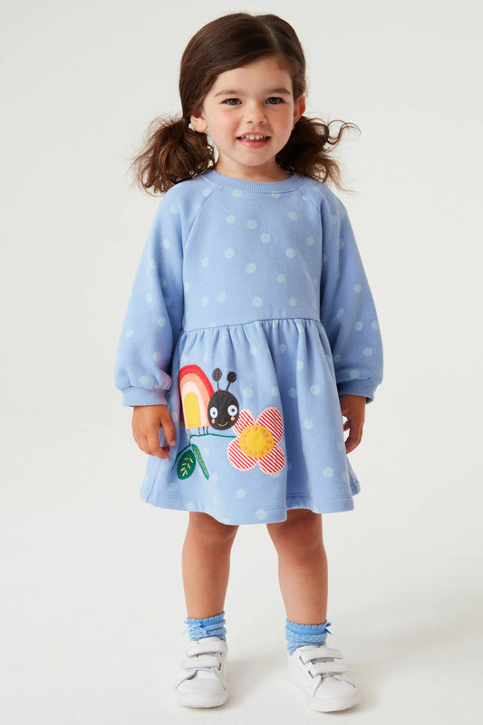 |Niña| Vestido sudadera Ladybug - Azul - (3 meses-7 años)