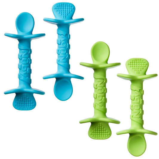 Nuby - Cucharas Dippy azul/verde - kit de 4