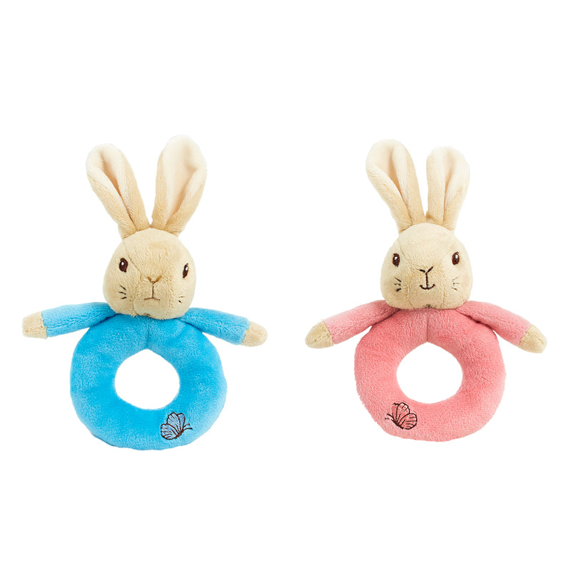 Peter Rabbit & Flopsy Bunny Brincos de pelúcia chocalhos