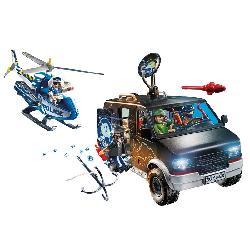 Playmobil 70575 Perseguição de helicóptero policial em ação na cidade com Van em fuga 70575