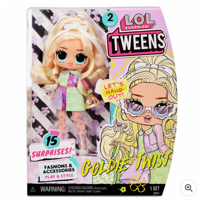 Jajaja ¡Sorpresa! Tweens Serie 2 Muñeca de moda Goldie Twist 