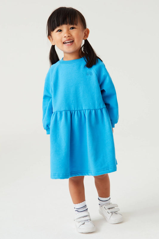 |Niña| Vestido sudadera liso - Azul - (3 meses-7 años)