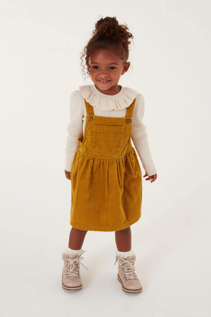 |Niña| Vestido con pechera - Amarillo ocre - (3 meses-8 años)