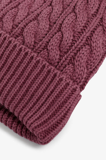 |Bebé| Gorro de malla con pompones / Morado Ciruela - (0 meses-2 años)