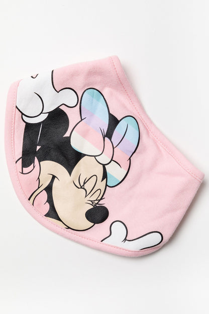 Disney - Conjunto de top, shorts e babador rosa Minnie Mouse arco-íris