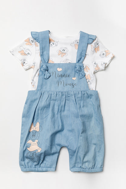 Disney - Conjunto de jardineira chambray com bodysuit