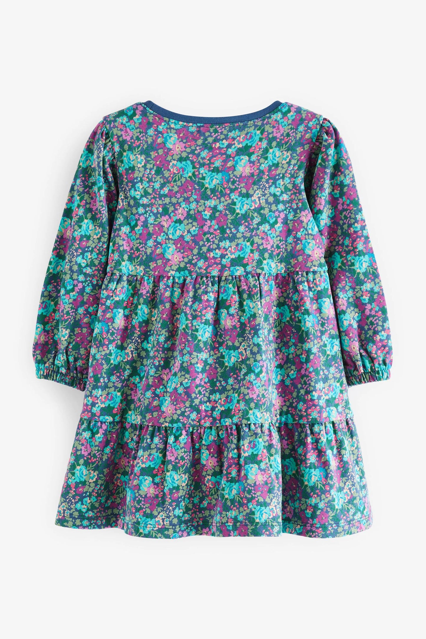 |BabyGirl| Vestido Estampa Camadas Floral - Azul - (3meses-7anos)