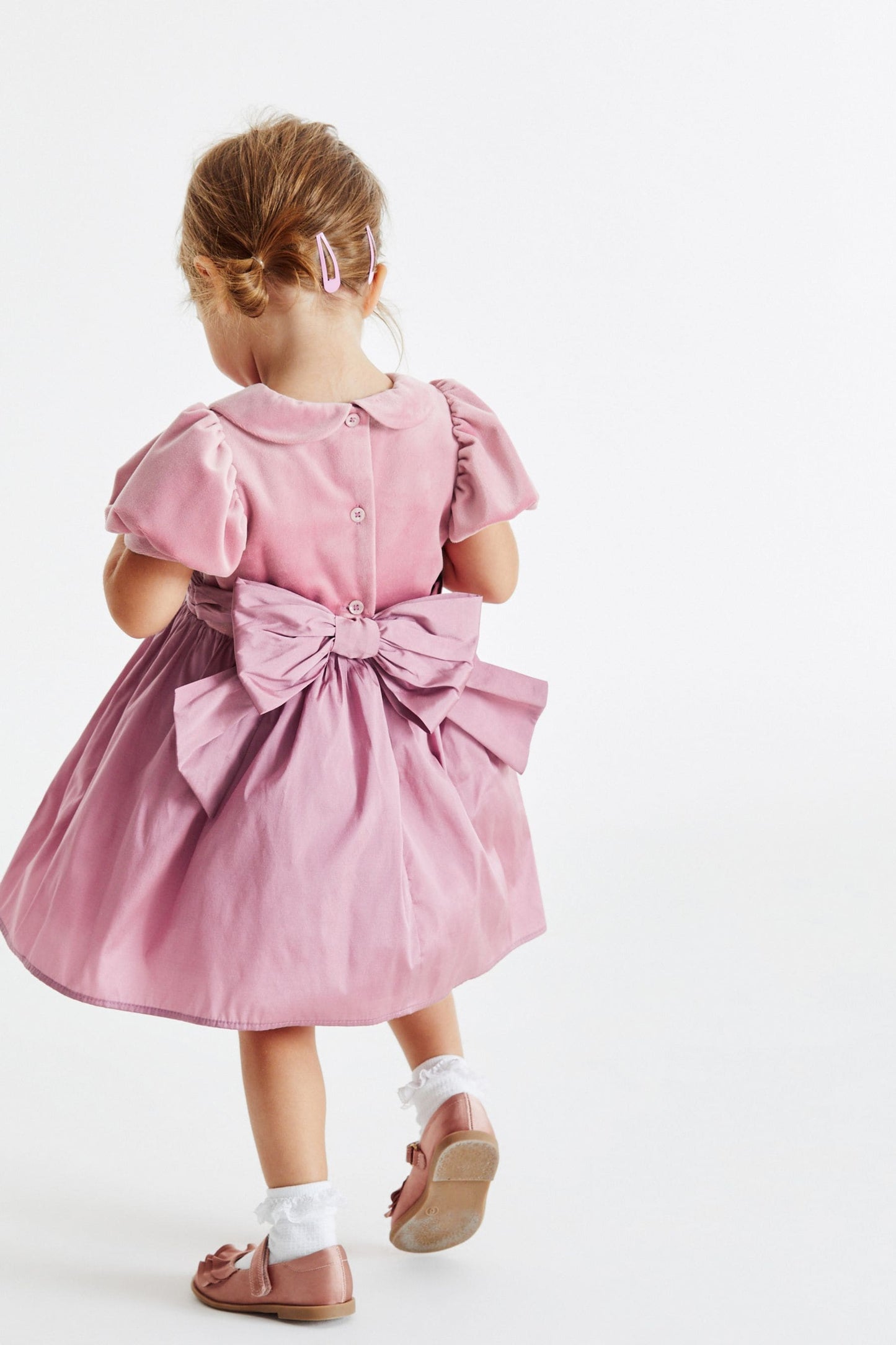 |BabyGirl| Vestido de Baile de Veludo e Tafetá - Rosa (3meses-8anos)