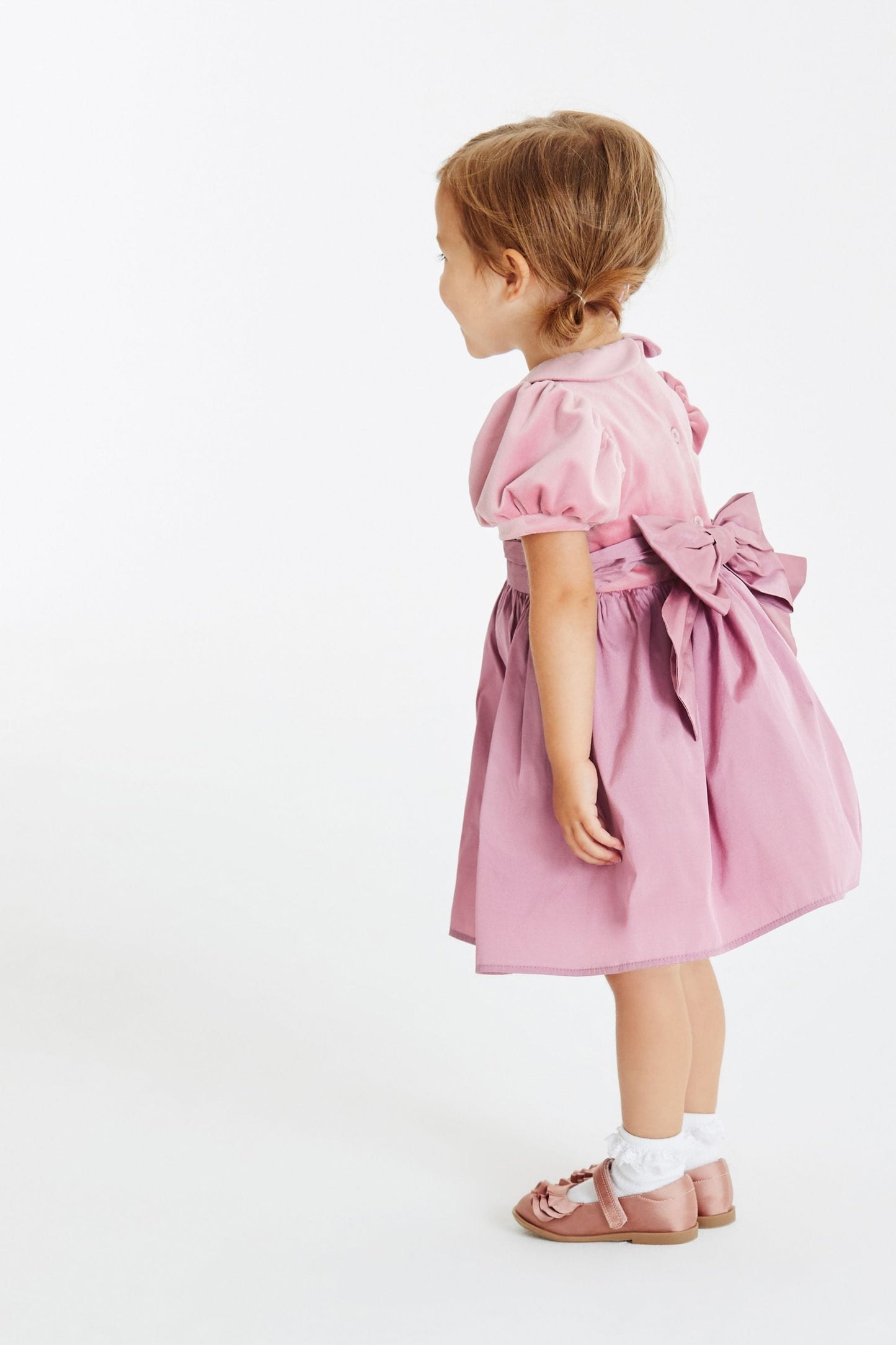 |BabyGirl| Vestido de Baile de Veludo e Tafetá - Rosa (3meses-8anos)