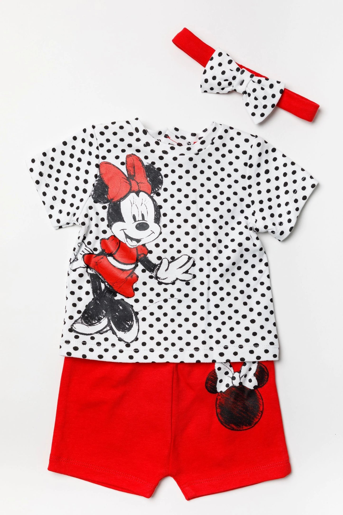 Disney - Conjunto de top, shorts y diadema de Minnie Mouse