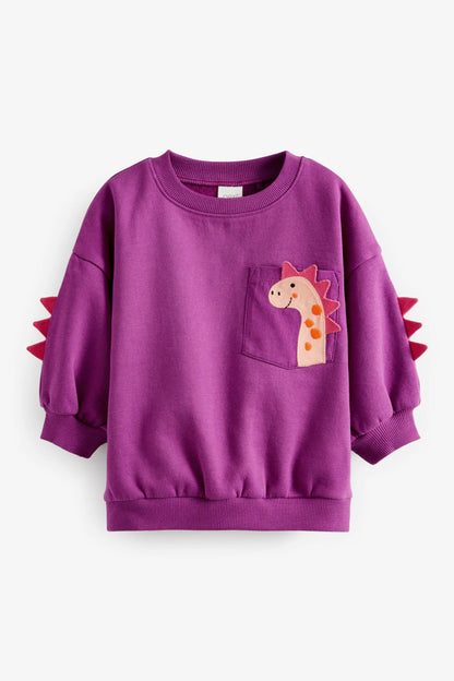 |Niña| Sudadera con dinosaurio - Púrpura (3 meses-7 años)