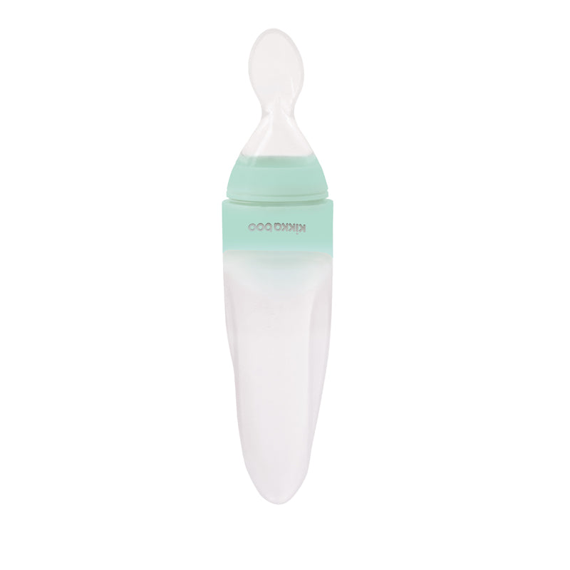 Kikka Boo de Silicone Squeeze Garrafa com Colher Foguete Menta 90ml