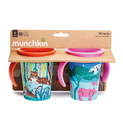 Munchkin Miracle 360° copo de treinamento - WildLove Rhino & Tiger 177ml - Kit com 2